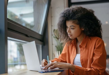 Young woman working on a computer