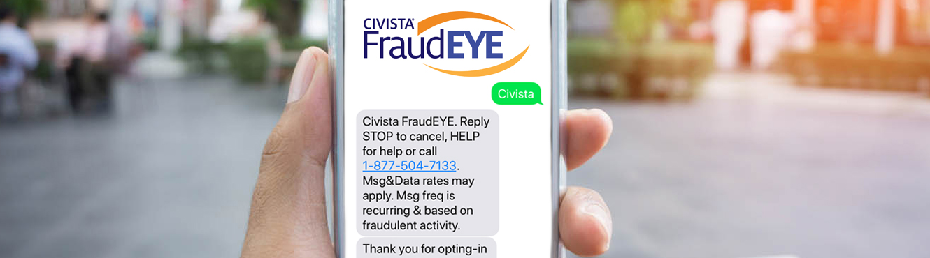 FraudEYE alert on mobile  phone screen