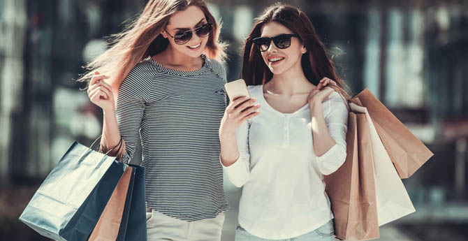 Two women shopping.