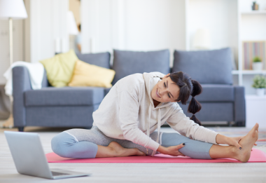 Woman doing yoga at home