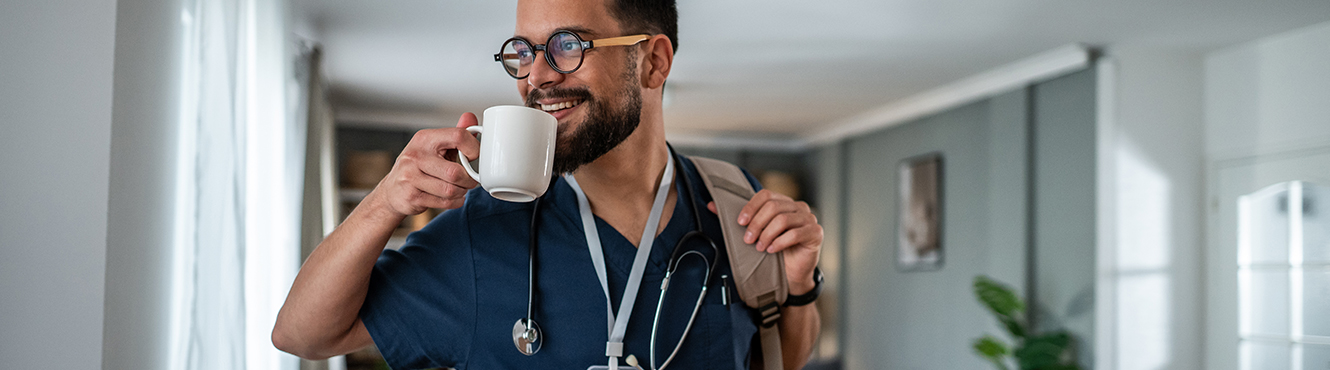 Physician having a coffee