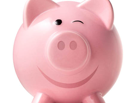 Piggy Bank winking.