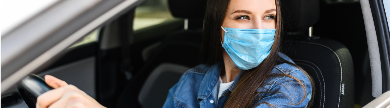 Girl participating in curbside banking.