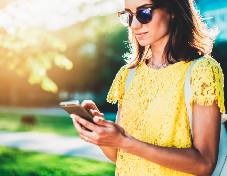 Woman on phone outside