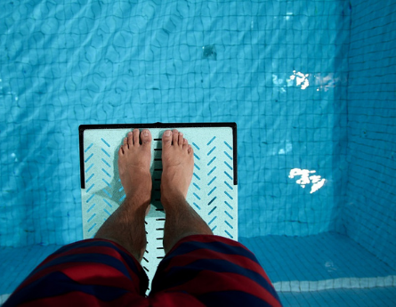 Man on diving board