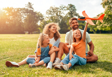 Family enjoying a nice day outside.