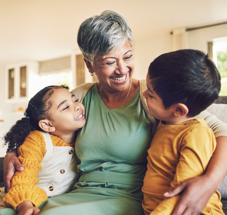 Grandmother spending quality time with her grandkids