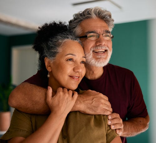 Mature couple hugging