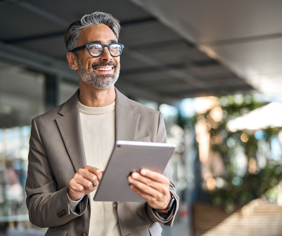 Business professional working on tablet
